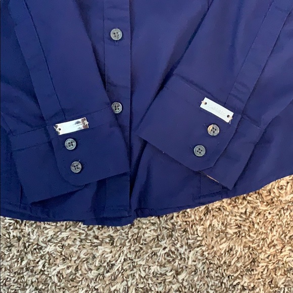 Express Essential button-up shirt navy and cheetah - Picture 4 of 5